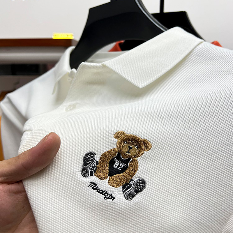 春秋季新款刺绣polo衫男装