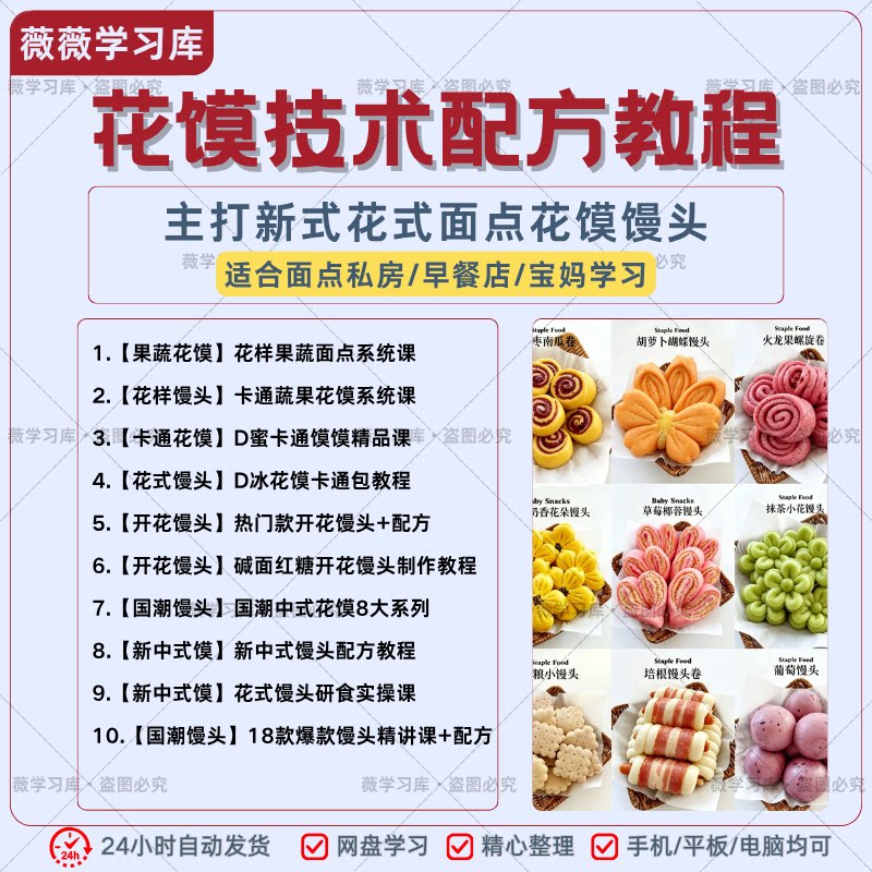 花馍技术配方教程果蔬卡通国潮花式馒头花馍早餐私房制作教程