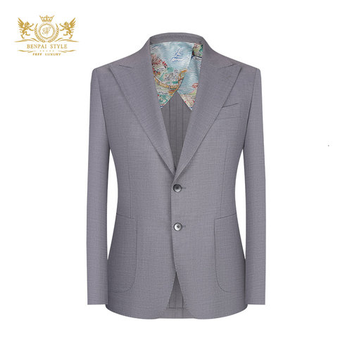 本派新款高定半麻衬西装套装