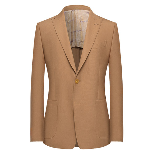 本派男士金色纽扣弹力羊毛西装