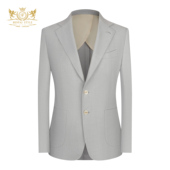 男鸟眼纹结婚商务西服男士 修身 套装 本派高定半麻衬休闲西装 职业装