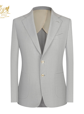 本派高定半麻衬休闲西装男鸟眼纹结婚商务西服男士修身套装职业装