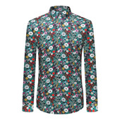 印花长袖 衬衫 春秋新款 本派男士 韩版 高档商务休闲棉碎花衬衣男