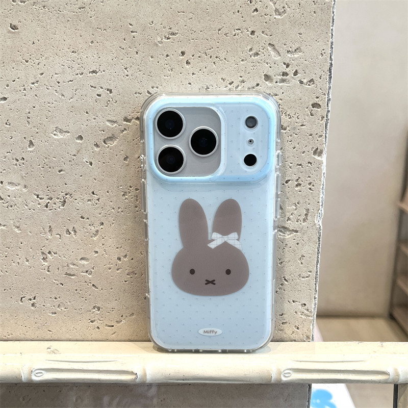 韩风ins可爱少女心奶萌棕色小兔子头像蝴蝶结17promax适用iphone16pro双层波点15手机壳14苹果13硬壳防摔卡通