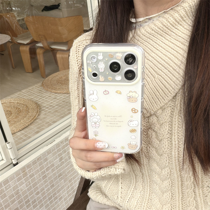 韩风ins可爱少女奶黄围边一圈公仔猫咪兔子手链17promax适