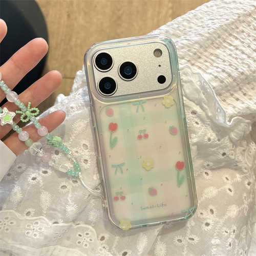 ins小清新绿格子双层硬壳手机壳