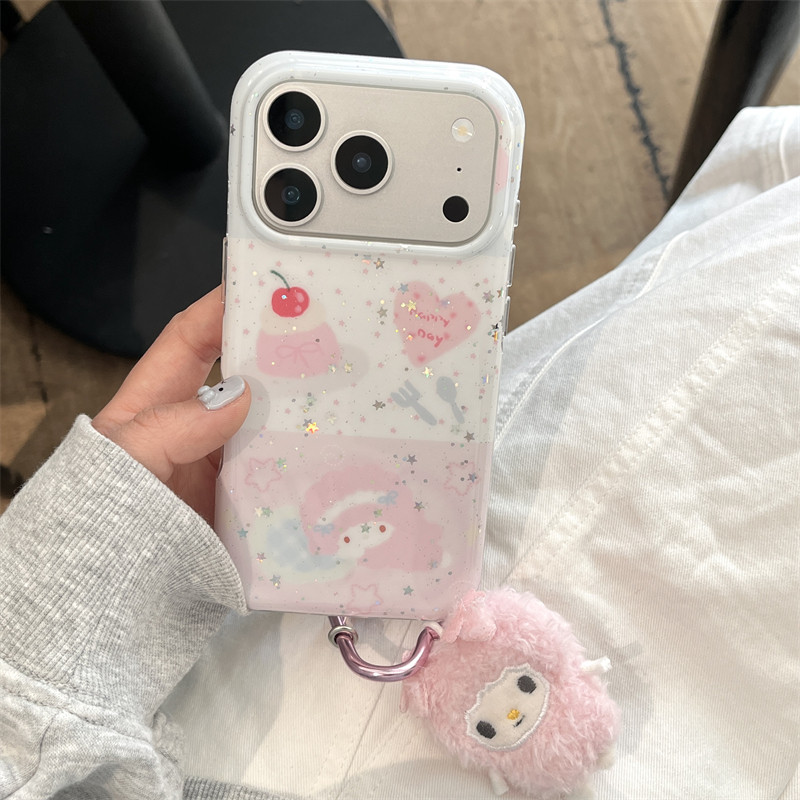 韩风ins可爱甜美软萌甜品蛋糕美乐蒂小羊17promax适用iphone16pro双层细闪15手机壳粉色卡通14手机壳苹果13女