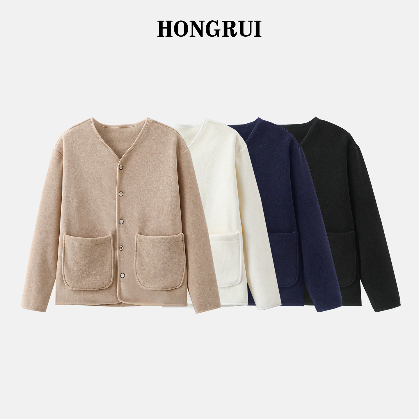 奥粒绒简约V领开衫外套女上衣