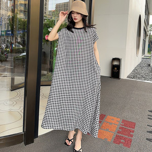 棉绸长裙人造棉连衣裙夏季女休闲