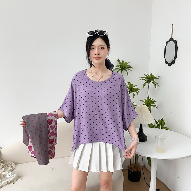 棉绸上衣女2025夏季新薄款宽松显瘦韩版短袖胖mm大码人造棉T恤衫