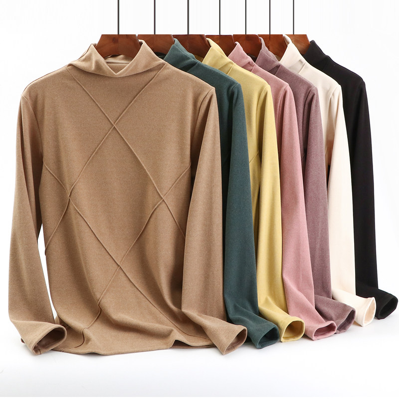 37度恒温加厚保暖半高领打底衫女士发热衣单件上衣秋衣紧身秋冬季