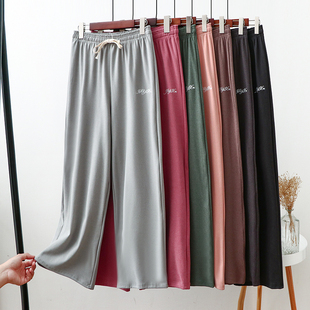 秋冬加厚家居裤 女高腰保暖宽松休闲裤 高腰阔腿裤 双面磨毛德绒睡裤