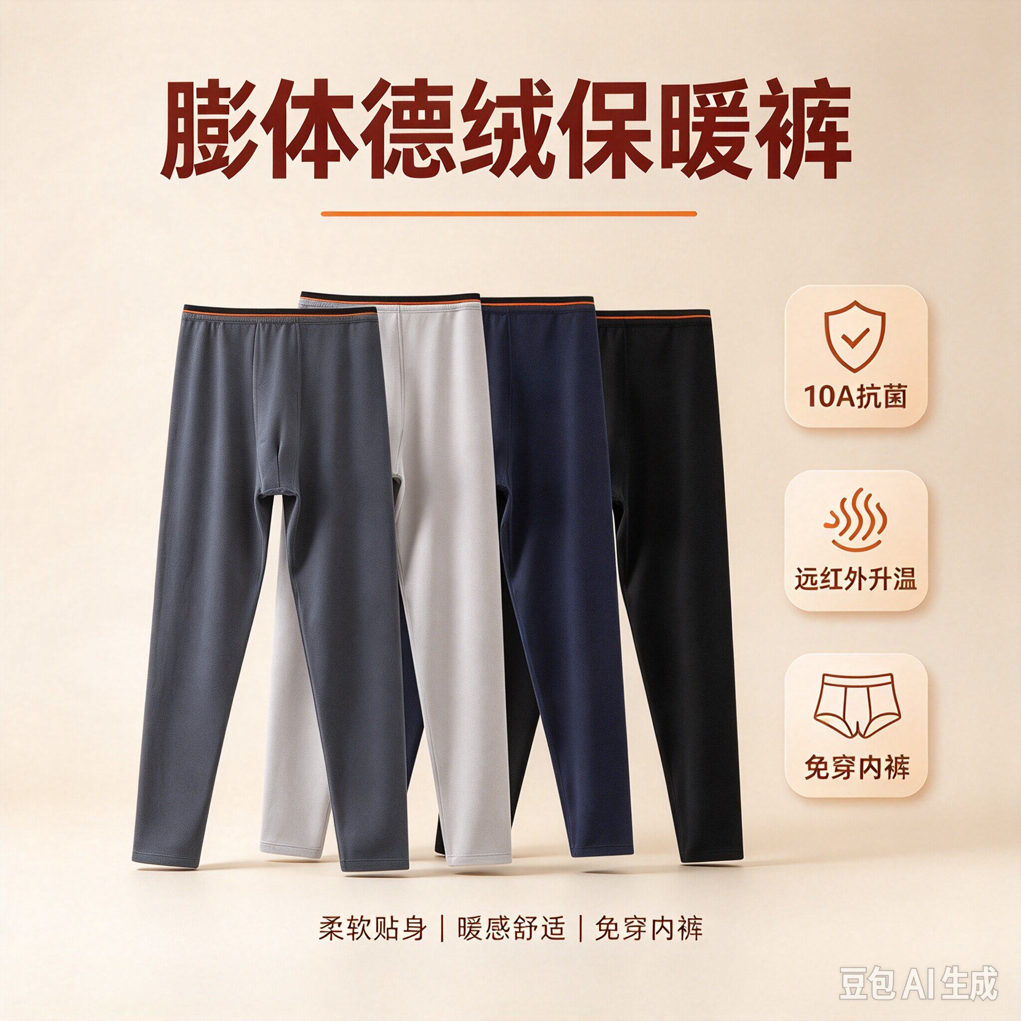 绒保暖裤男抗菌免穿内裤高腰秋裤