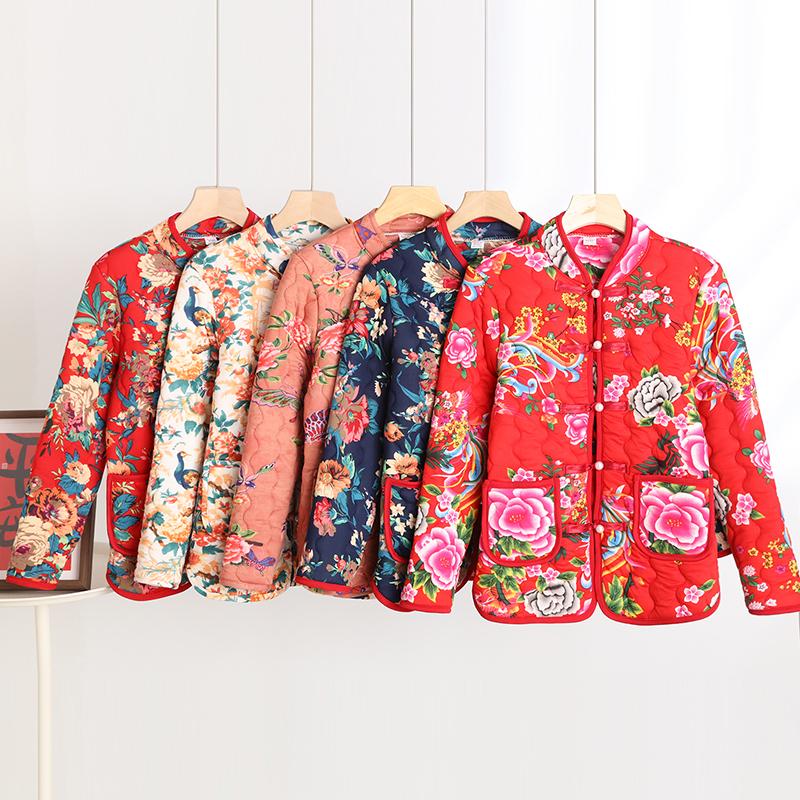 东北大花棉袄女立领碎花棉衣中老年妈妈装民族风盘扣唐装外套上衣