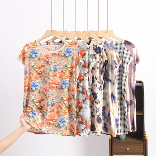 坎肩短袖 碎花棉绸背心女士夏季 上衣人造棉薄款 宽松大码 显瘦无袖