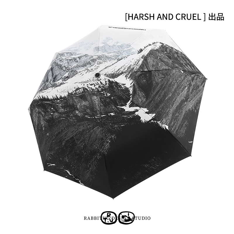 rabbituu【雾霾雪山】双层自动伞雨伞男士结实抗风晴雨两用伞折叠