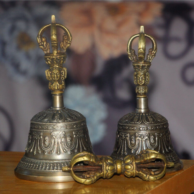 新品尼泊尔手工五股金刚铃杵西藏民族乐器青铜摇铃铛法铃碰钟密宗
