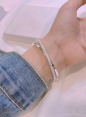 磨砂交叉手镯女开口可调节手环