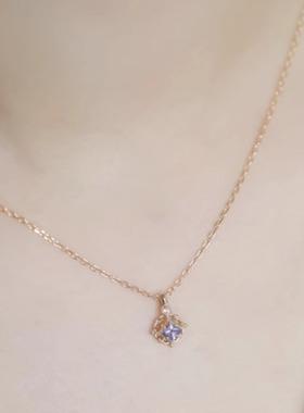淡紫色锆石项链女轻奢优雅锁骨链