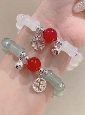 猫眼石手链女水晶手串灰月光ins百搭气质潮学生手镯闺蜜女友礼物