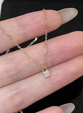 小锁头项链女锆石锁骨链网红同款