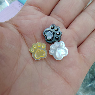天然蝶贝猫爪珠子11mm白黑黄通孔萌萌手链项链装饰手工饰品配件
