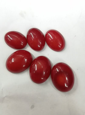 天然海竹红色戒面 10*14/12*16mm椭圆形鼓面底平镶嵌粘贴手工配件