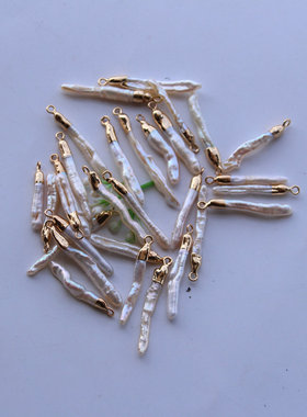 男女珍珠细长条吊坠手工配件