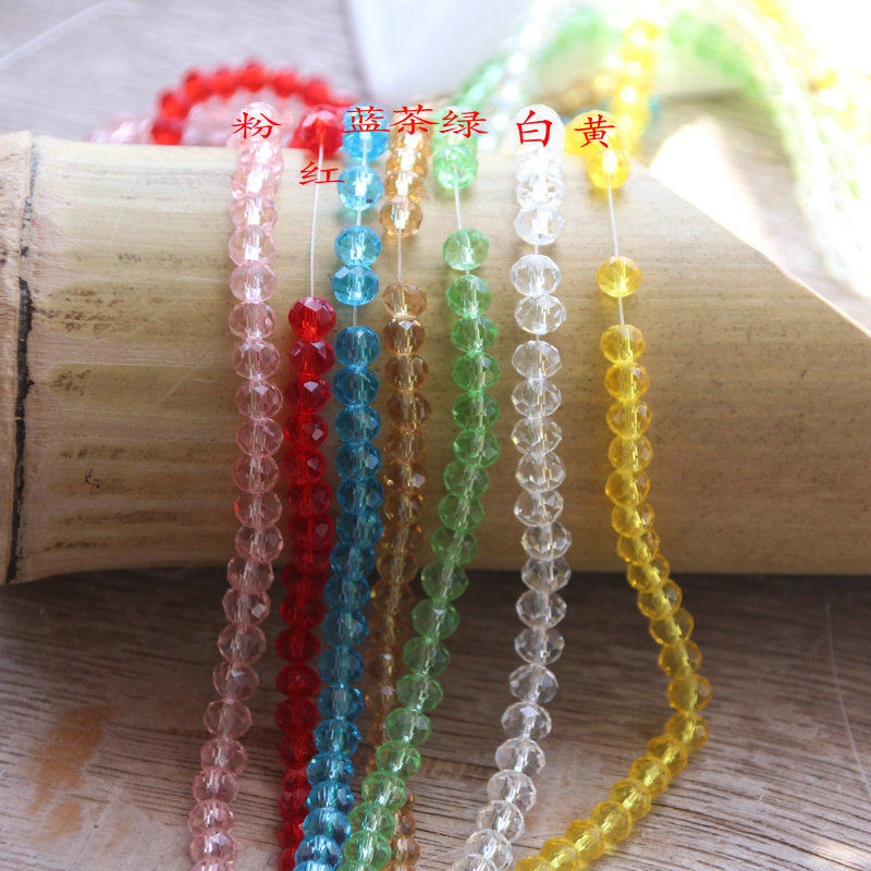 人造水晶切面散珠6mm蓝绿黄白粉红茶糖果色散珠手链项链编织配件