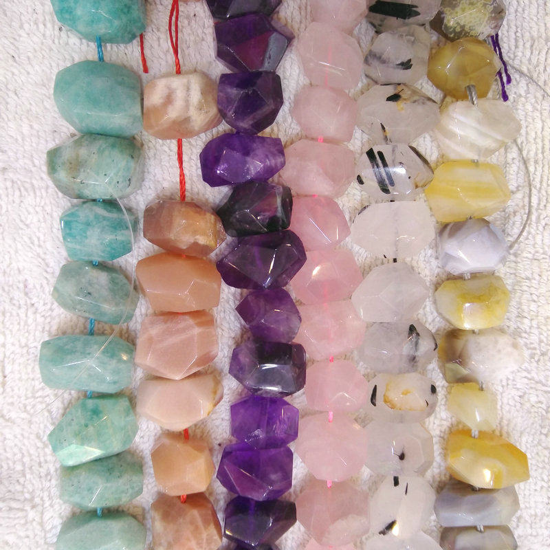 NATURAL STONE CUT BUCKET BEADS IRREGULAR PERFORATED BEADS PINK AND BLACK BLUE PURPLE GREEN WHITE AND YELLOW MORE THAN A DOZEN DIY JEWELRY
