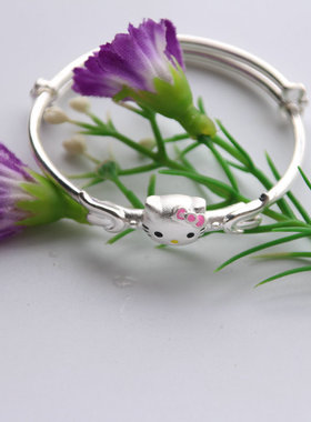 猫咪儿童送礼纯银手镯