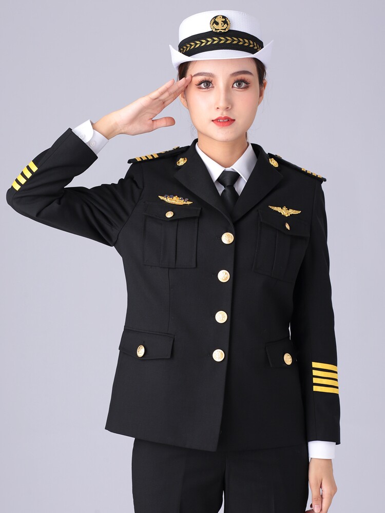 WOMENS CRUISE YACHT CAPTAIN UNIFORM CREW BLACK BLAZER NAUTICAL SHIP WORK CLOTHES PERSONALITY WOMENS SUIT