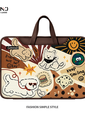 丛潇 卡通小狗笔记本电脑包适用苹果macbook15点6寸手提包小新air13华为matebook联想女14内胆包pro16保护套