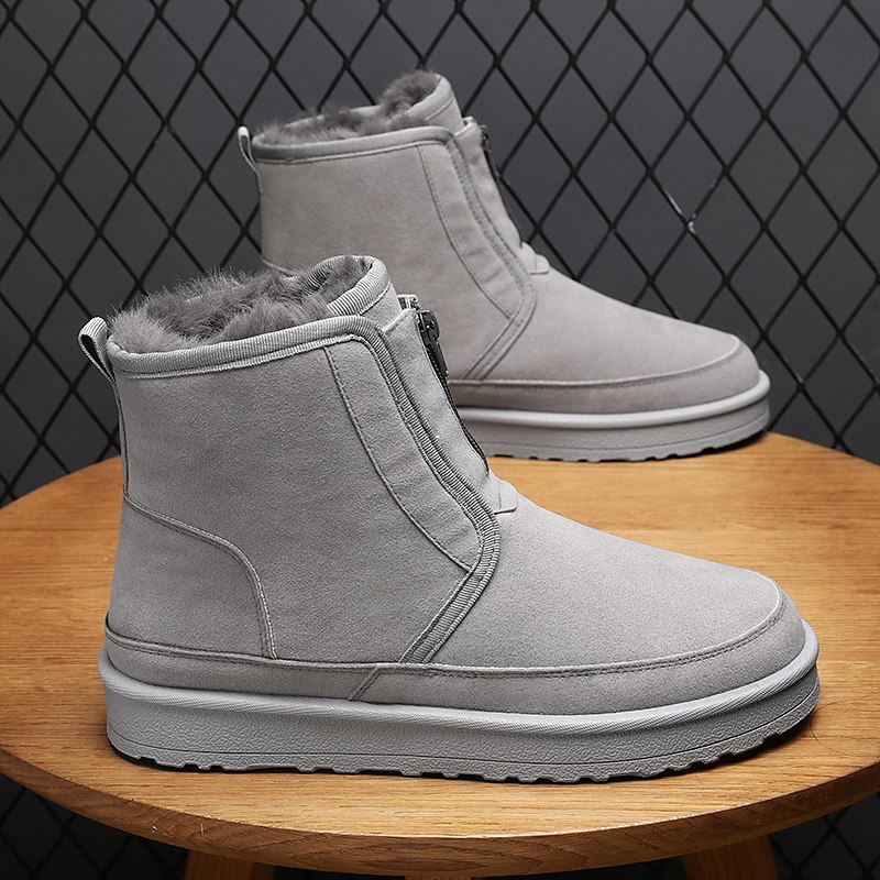 RUSSIAN SNOW BOOTS MENS WINTER VELVET THICKENED WATERPROOF COTTON SHOES PLUS SIZE ZIPPER ANTI SLIP WARM BREAD SHOES 45