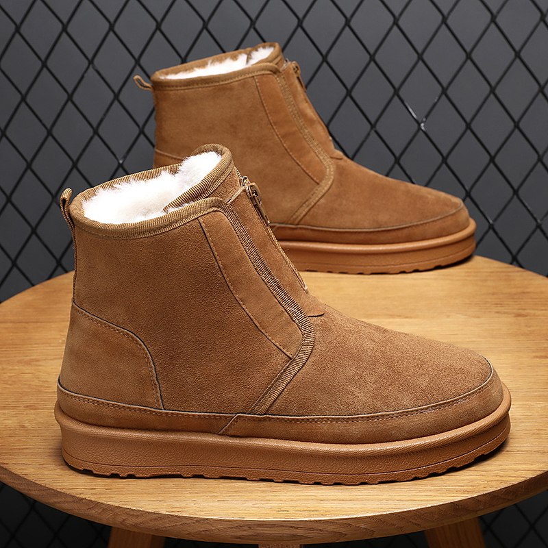 RUSSIAN SNOW BOOTS MENS WINTER VELVET THICKENED WATERPROOF COTTON SHOES PLUS SIZE ZIPPER ANTI SLIP WARM BREAD SHOES 45