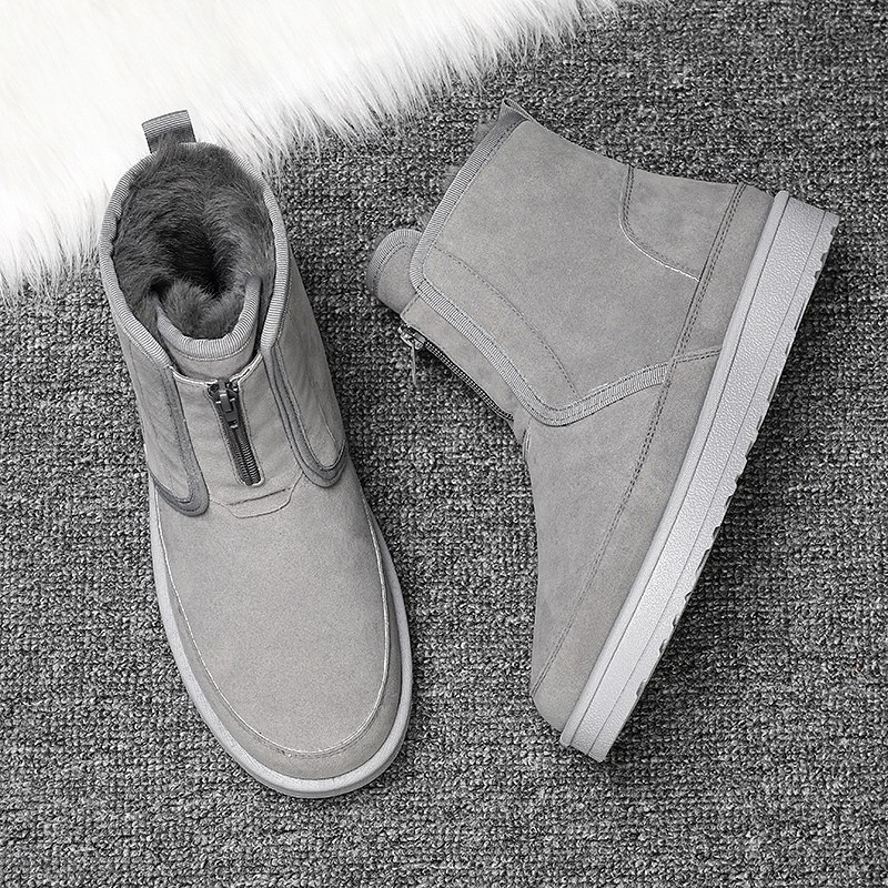 RUSSIAN SNOW BOOTS MENS WINTER VELVET THICKENED WATERPROOF COTTON SHOES PLUS SIZE ZIPPER ANTI SLIP WARM BREAD SHOES 45