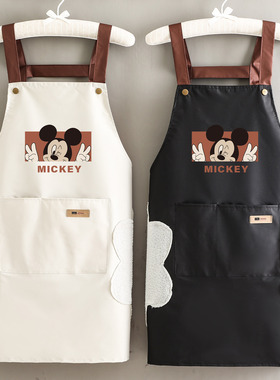 家用厨房围裙女时尚可爱防水防油洋气围腰工作服男士定制logo印字