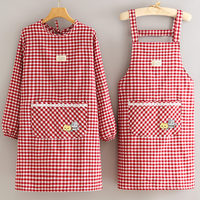 2023新款长袖罩衣家用厨房围裙女可爱做饭透气防污耐磨工作服大人,家庭/个人清洁工具,围裙,淘宝优惠券,粉丝福利购,淘宝优惠卷