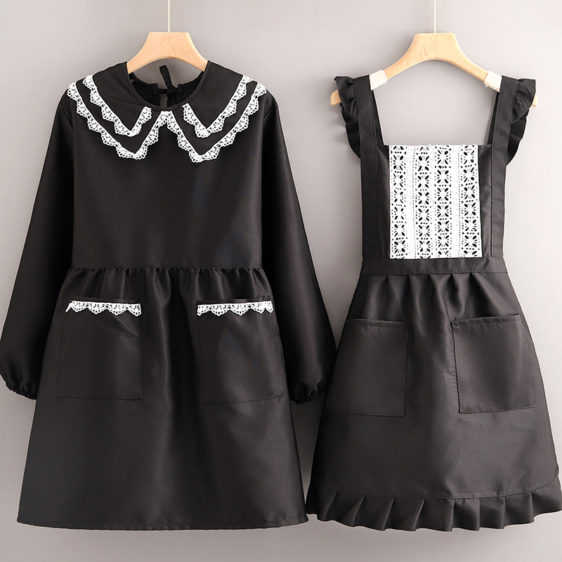 曼达萌洋气新款防污长袖围裙罩衣