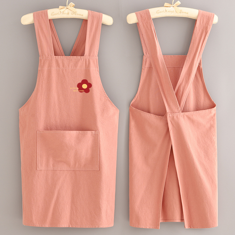 夏季薄款围裙厨房家用透气做饭韩版工作服定制logo印字新款围腰女
