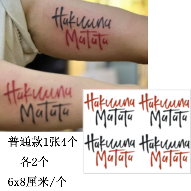 hakuna matata无忧无虑 没有烦恼草本果汁纹身贴手臂英文防水持久