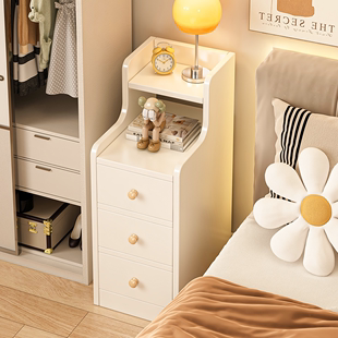 奶油风床头柜小尺寸夹缝超窄租房用小户型卧室家用简易床头置物架
