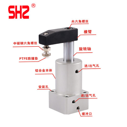 气动小型气缸90度旋转夹紧SRC32转角下压ACK25/40/50/63X90-R/L
