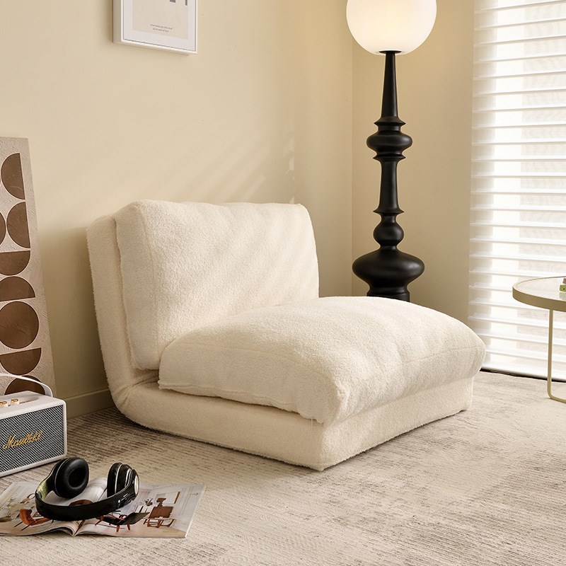 懒人沙发榻榻米可躺可睡单人椅卧室阳台奶油风可拆洗瑞士卷折叠椅