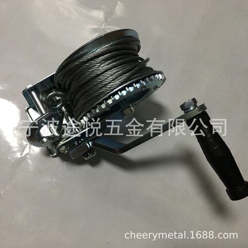 厂家供应1000LBS手摇绞车 手动绞盘 带8米钢丝绳 拖车绞盘