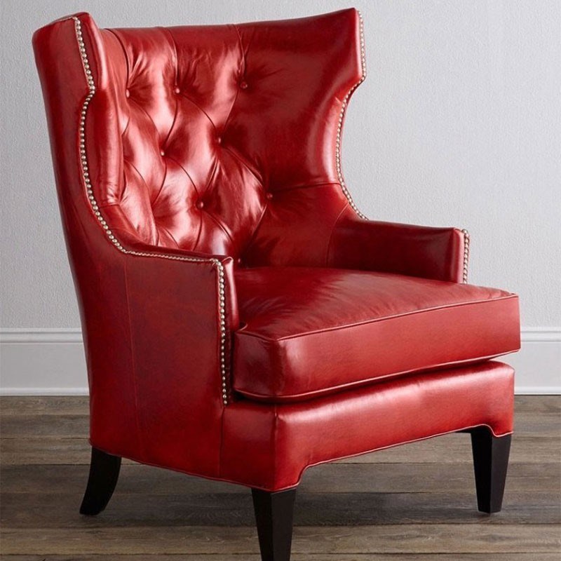 北欧现代美式老虎酒店北欧个性沙发KTV酒吧美式高靠背皮艺拉扣椅