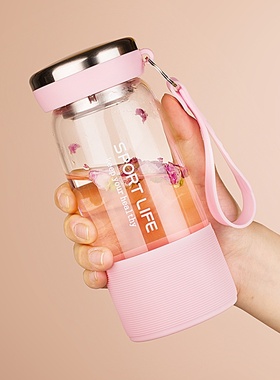 单层玻璃杯ins风便携女夏季夏天大容量高颜值水杯网红款学生杯子