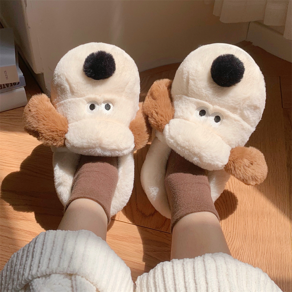 卡通掌门狗防滑保暖亲子棉拖鞋