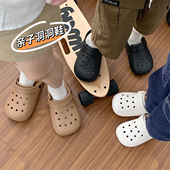 情侣包头凉拖鞋 沙滩ins潮亲子外穿日系eva防滑软底洞洞鞋 夏男女士