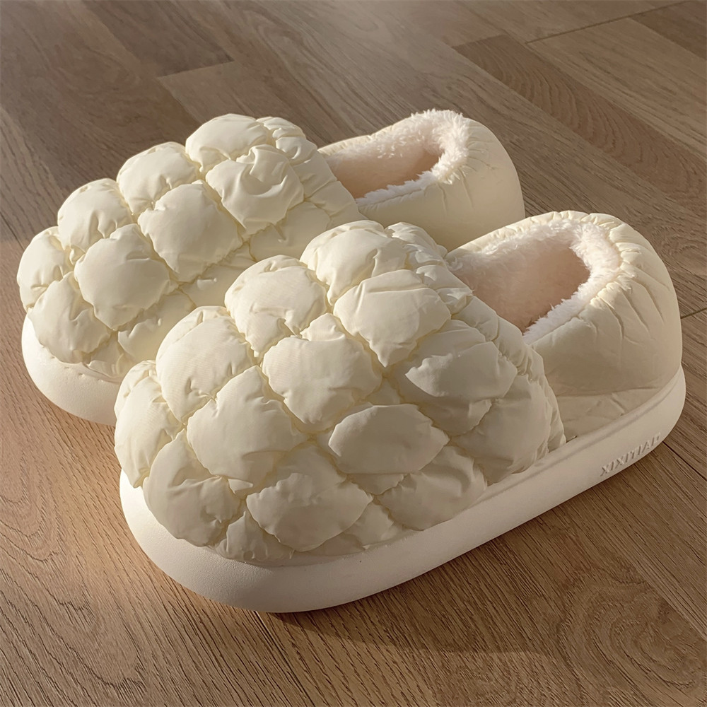 男士全包跟面包棉拖鞋冬季情侣居家用韩版简约防滑保暖月子软底鞋